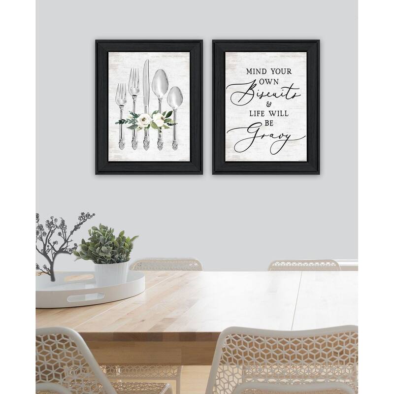 Trendy Decor 4U "Ready to Dine Humor" Printed Framed Wall Art by Lettered & Lined