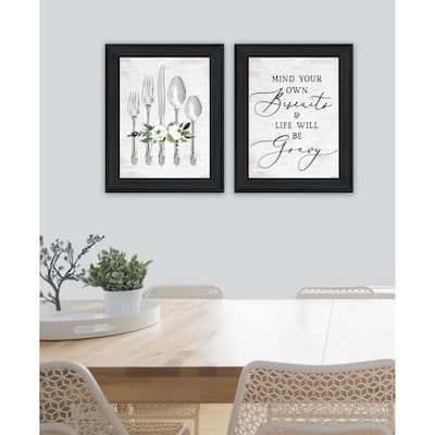Trendy Decor 4U "Ready to Dine Humor" Printed Framed Wall Art by Lettered & Lined