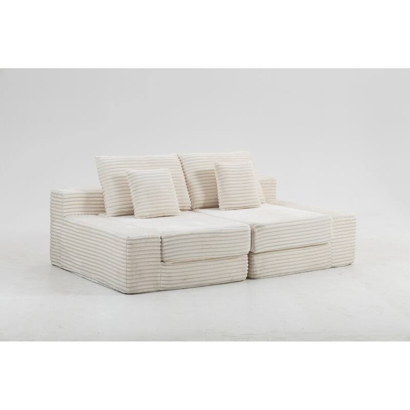 Double Lounge Chaise,Cloud Plush Sofa Bed,Upholstered Boneless Cloud Sofa Deep Seat