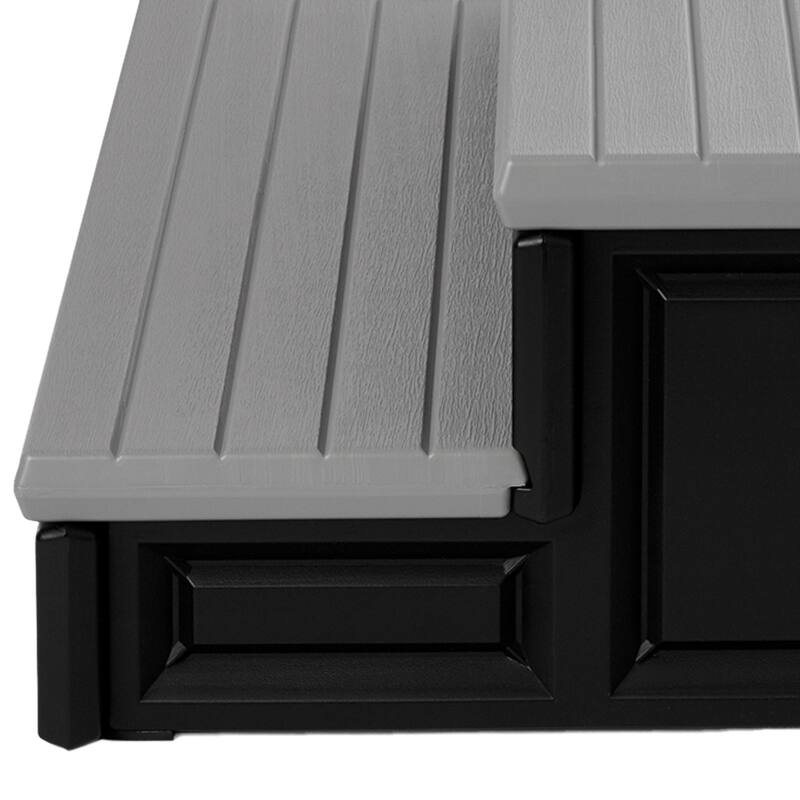 Confer Plastics Leisure Accents Deluxe Spa Steps, 36" Wide Hot Tub Stairs, Gray - 36 x 24 x 14 inches