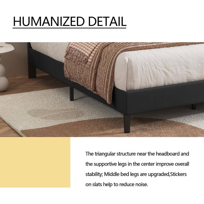 alazyhome Upholstered Platform Bed Frame with Button Tufting Headboard