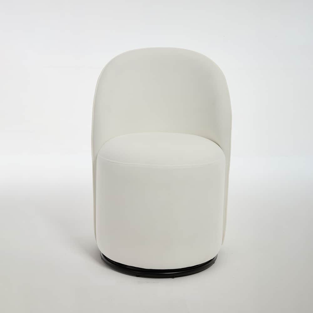 Upholstered Kitchen & Dining Room Barrel Chair, 360 Degree Swivel Comfy Armless Accent Makeup Vanity Side Chair
