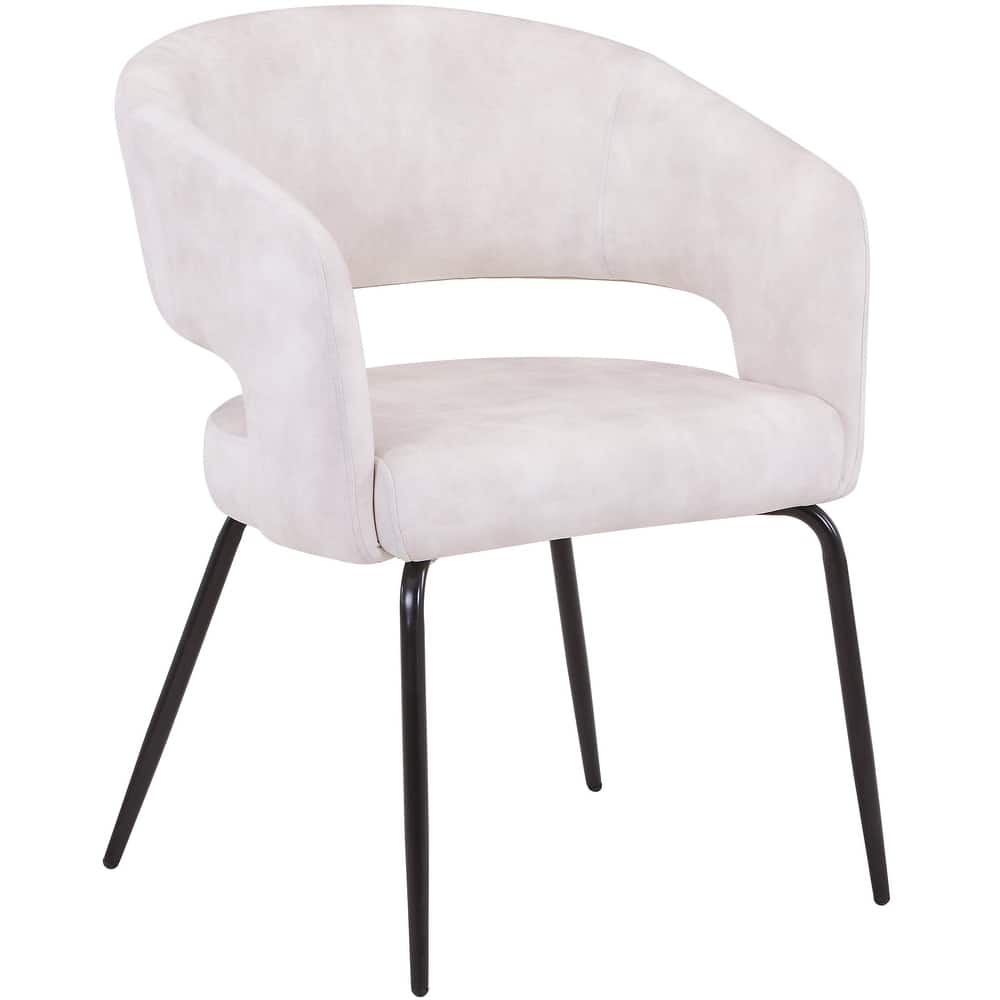 Gavin Modern Velvet or Leather Upholstered Accent Dining Chair with Open Curved Backrest and Metal Legs for Home or Office