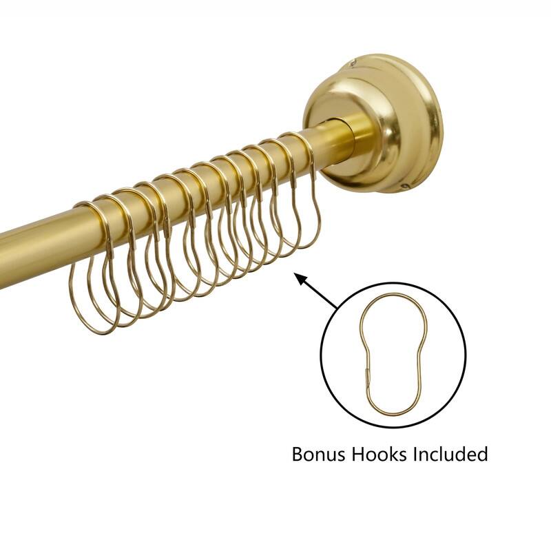 Utopia Alley Rustproof Wall Mounted Single Curved Shower Rod, Aluminum, adjustable from 45" to 72" Wide, Gold