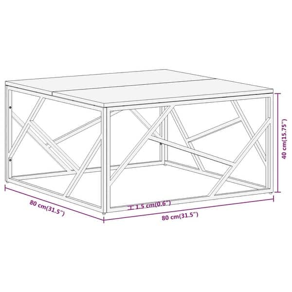 vidaXL Coffee Table Accent End Table Living Room Furniture Stainless Steel - 31.5" x 31.5" x 15.7"