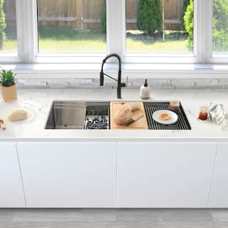 STYLISH 39 inch Stainless Steel 16G Workstation Undermount Kitchen Sink - 39" x 19" x 10" 
