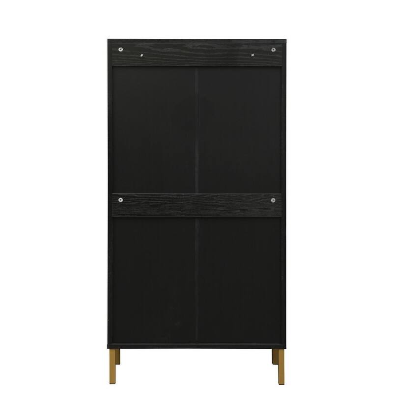 Freestanding Modern Shoe Rack Storage with 3 Natural Rattan Door
