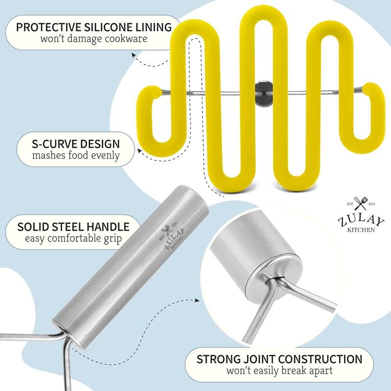 Zulay Kitchen Non-Scratch Potato Masher Kitchen Tool