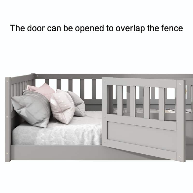 Full Size Floor bed with super high security barrier For children