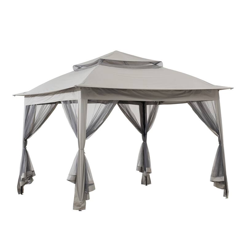 Sunjoy 11-foot Square Pop-up Portable Steel Gazebo - Grey