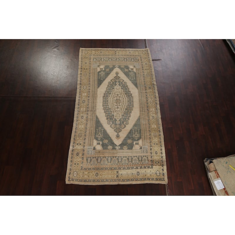 Vintage Anatolian Oriental Wool Area Rug Hand-knotted Office Carpet - 5'6" x 10'3"