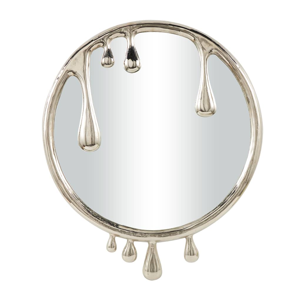 Aluminum Metal Abstract Drip Wall Mirror with Melting Designed Frame Gold or Silver Roche River Decor.