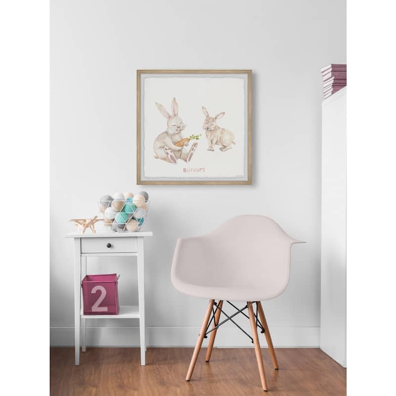 Rabbit Eating Carrots Framed Wall Art, Elegant Home Touch - Sophisticated Artwork for Refined Décor