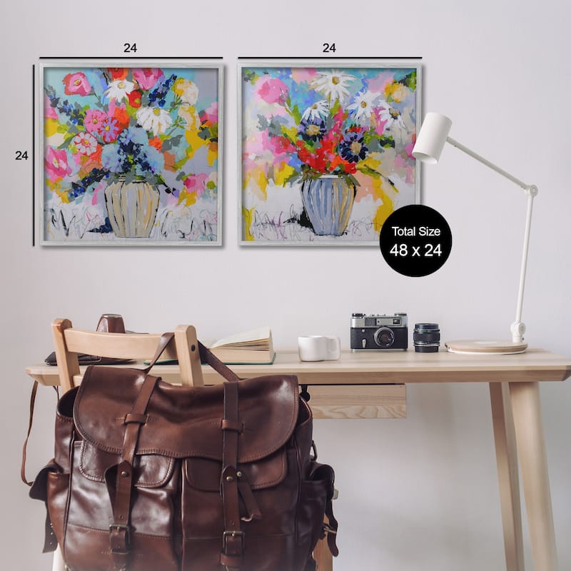 Stupell Vibrant Flower Vase Collection Framed Giclee Art Design By Joan Curtis (Set of 2)