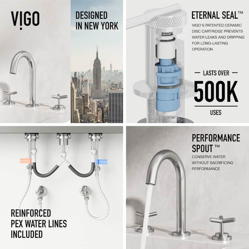 VIGO Jewel 9" H 2-Handle Widespread Bathroom Faucet