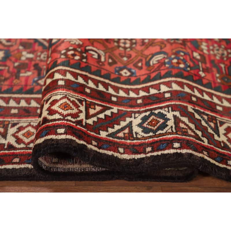 Geometric / Medallion Hamedan Vintage Runner Rug Handmade Wool Carpet - 3'5"x 10'4"