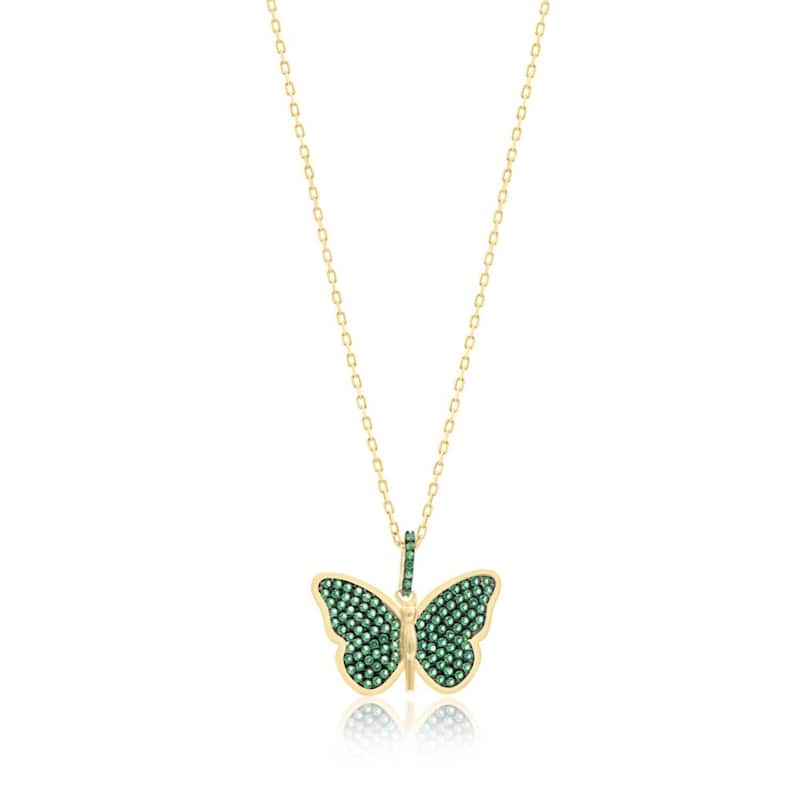 SHYMI Pave Butterfly Necklace - Green