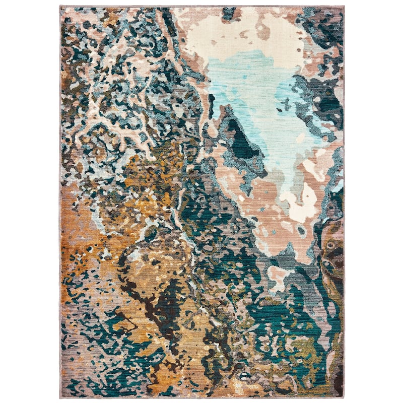 Style Haven Sierra Distressed Abstract Area Rug - 9'10" x 12'10" - Blue/Gold - Rectangle
