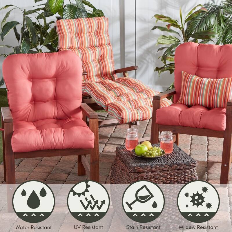 Outdoor 21 x 42-inch Seat/Back Chair Cushion (Set of 2) (Cushions Only)
