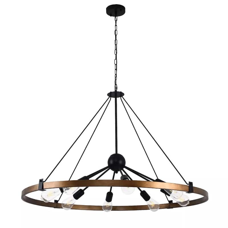 8 Lights Industrial Chandelier Indoor Pendant Hanging Lamp Adjustable - 39" x 70"