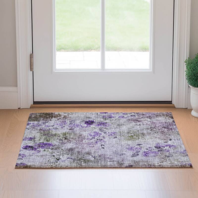 Premium Washable Super Soft Modern Floral Mayfield Rug - Purple - 1' 8" x 2' 6" - Rectangle
