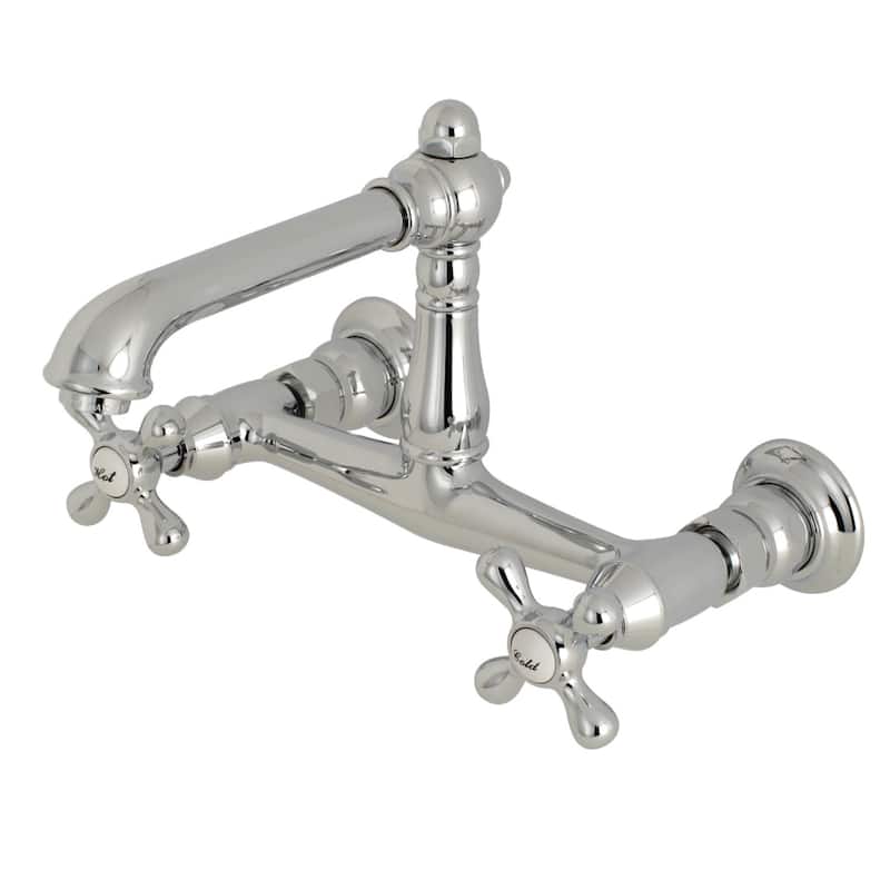 Kingston Brass English Country Two-Handle 2-Hole Wall Mount Bathroom Faucet - Polished Chrome