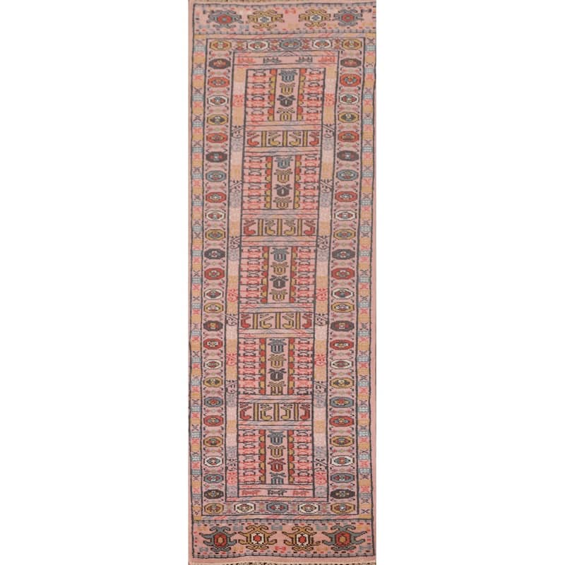 Geometric Khotan Oriental Runner Rug Wool Carpet - 2'6"x 9'9"