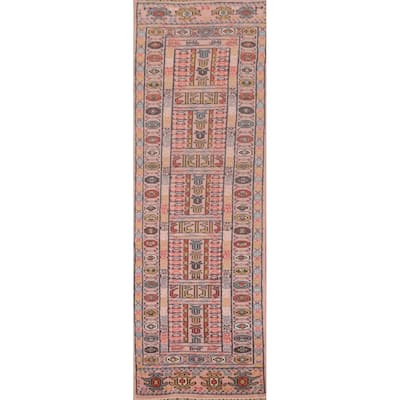 Geometric Khotan Oriental Runner Rug Wool Carpet - 2'6"x 9'9"