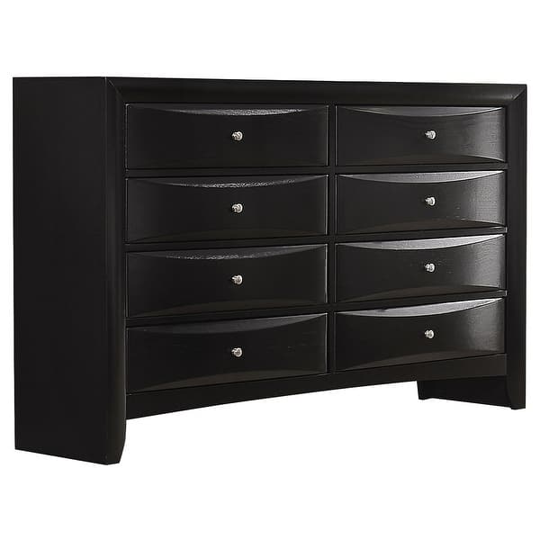 slide 2 of 6, Briana Transitional Wood 8-drawer Bedroom Dresser Black Dresser (Black)