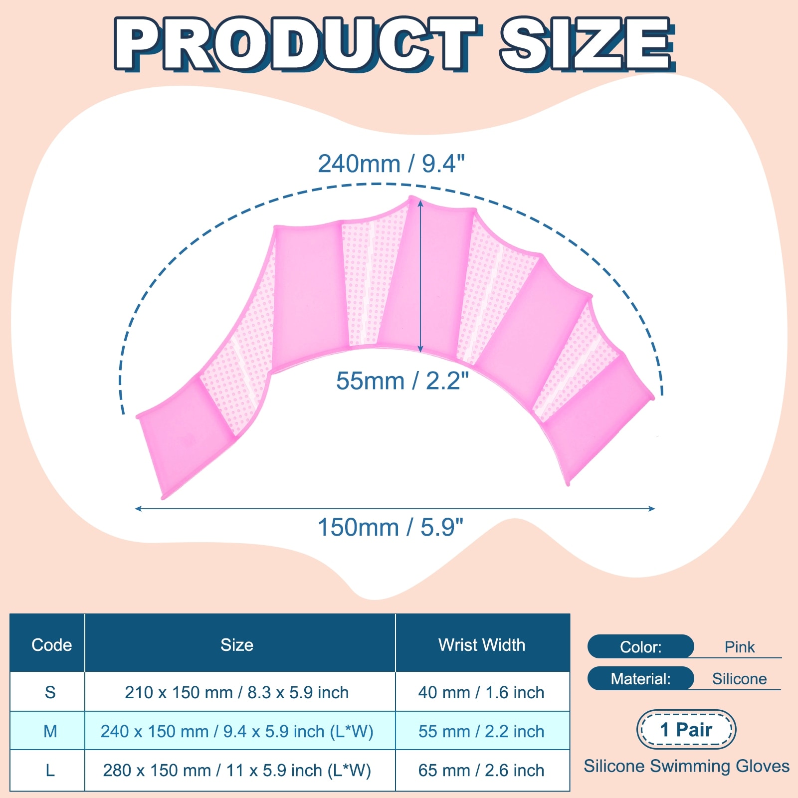 Silicone Swimming Gloves, Webbed Gloves for Swimming Half-Finger Frog Type Water Resistance Gear Swim Fins