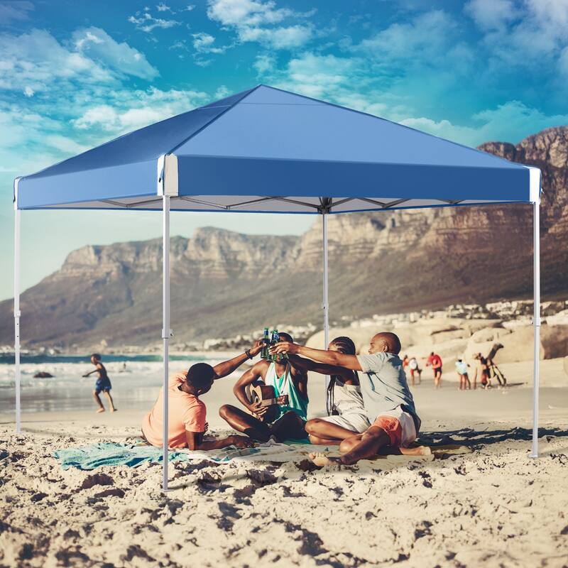 Aoodor 12'x12' Pop Up Canopy Tent with Roller Bag, Portable Instant Shade Canopy - Blue