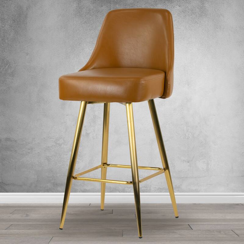 Set of 2 Auren Upholstered Stool with Golden Legs
