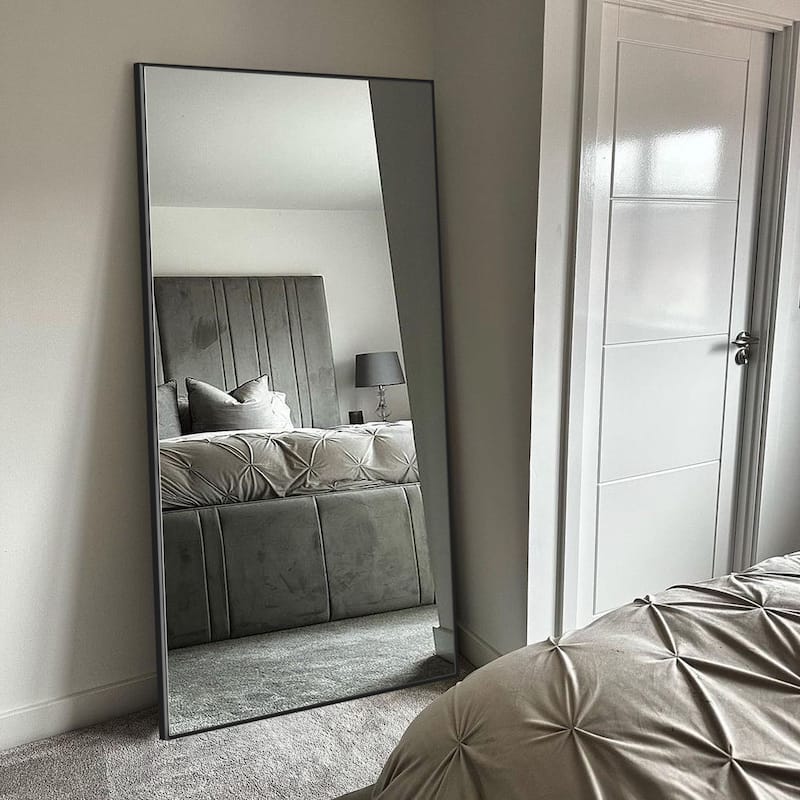 Rectangle Full Length Metal Floor Mirror Wall Mounted Mirror - 70.9X27.9 - Black