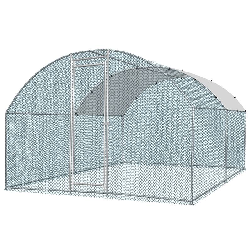 Outdoor Metal Large Poultry Coop for Chicken Rabbits Small animals - 13.1*9.8*6.5FT