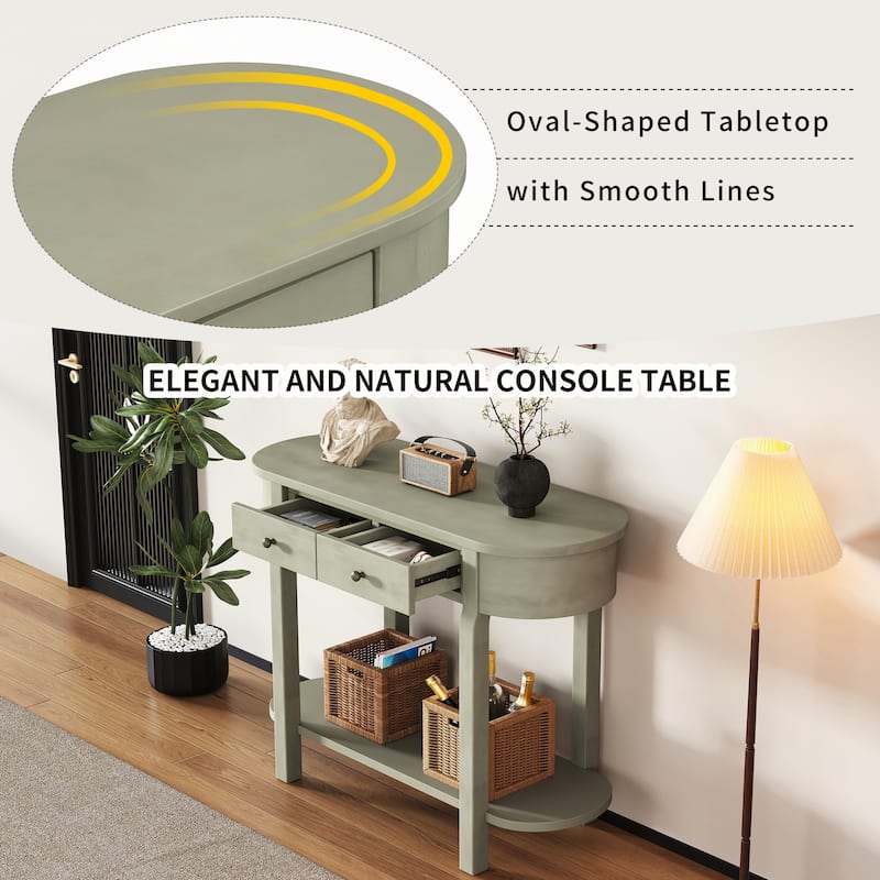 Retro Console Table with Curved Design,Grey