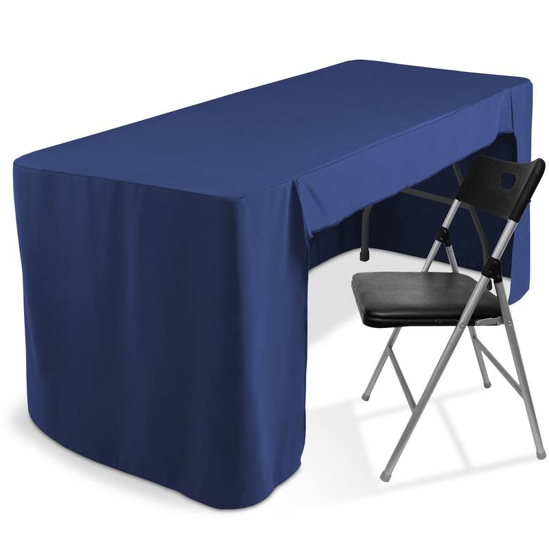 6ft Fitted Tablecloth with Open Back Trade Show Table Cover - 6 ft