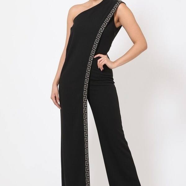 Shop One Shoulder Greek Border Pattern Jumpsuit On Sale Overstock 31830131