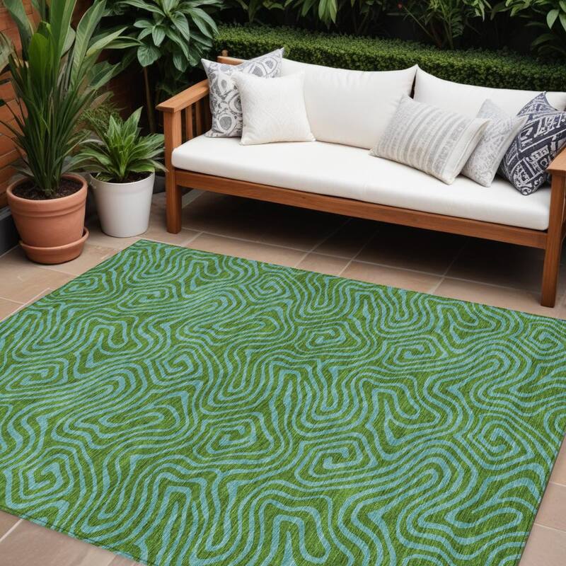 HomeRoots Abstract Transitional Rectangle Outdoor Rug - 8' X 10'