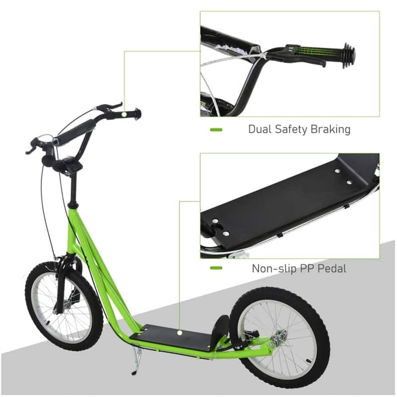 Children’s Ride-On Scooter with Soft Grip Handlebar and Anti-Slip Foot Deck for Outdoor Use - 54.75"L x 22.75"W x 35.5"-37.75"H