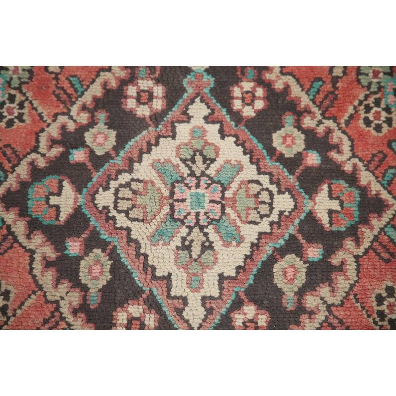 Hand Knotted Oriental 100% Wool Carpet Traditional Medallion Pink Hamedan Area Rug - 8' 11'' X 6' 5''