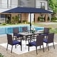 preview thumbnail 23 of 69, MAISON ARTS 7/8 Pieces Outdoor Patio Dining Set, 6 PE Rattan Chairs with Cushions and 1 Rectangle Metal Table
