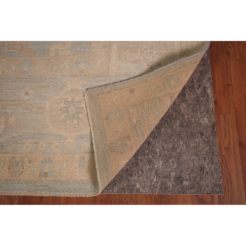 Vegetable Dye Oushak Turkish Area Rug Handmade Blue Wool Carpet - 8'11" x 11'11"