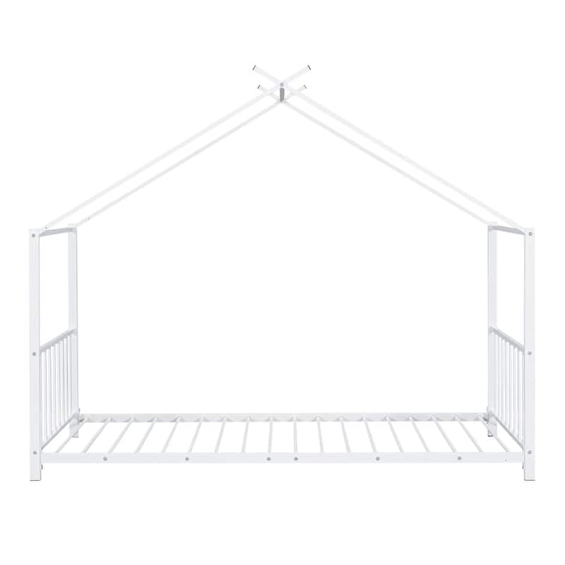 Twin Size Metal House Platform Bed with Legs