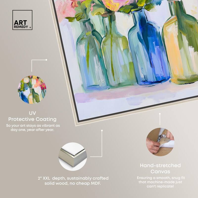 Bottles and Blooms Canvas by Art Remedy