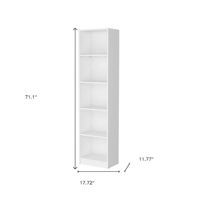 HomeRoots 71" White Wood Five Tier Bookcase
