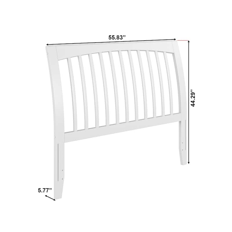 Full Sleigh Bed Headboard - Solid Wood Slat Headboard - White Finish - Bedroom Decor Upgrade