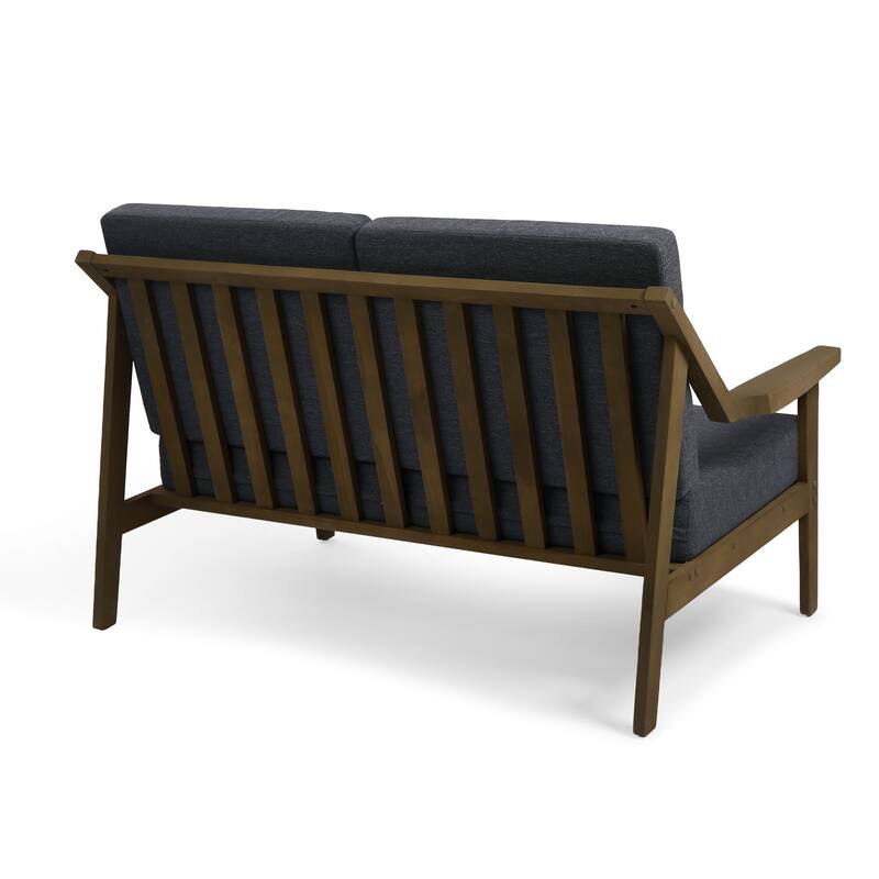Outdoor Wood Teak Patio 2 Seater Loveseat with Cushion