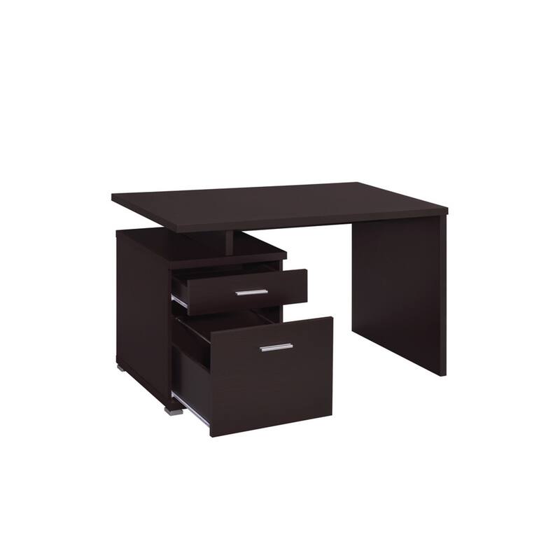 Wooden Contemporary Desk with Cabinet, Brown