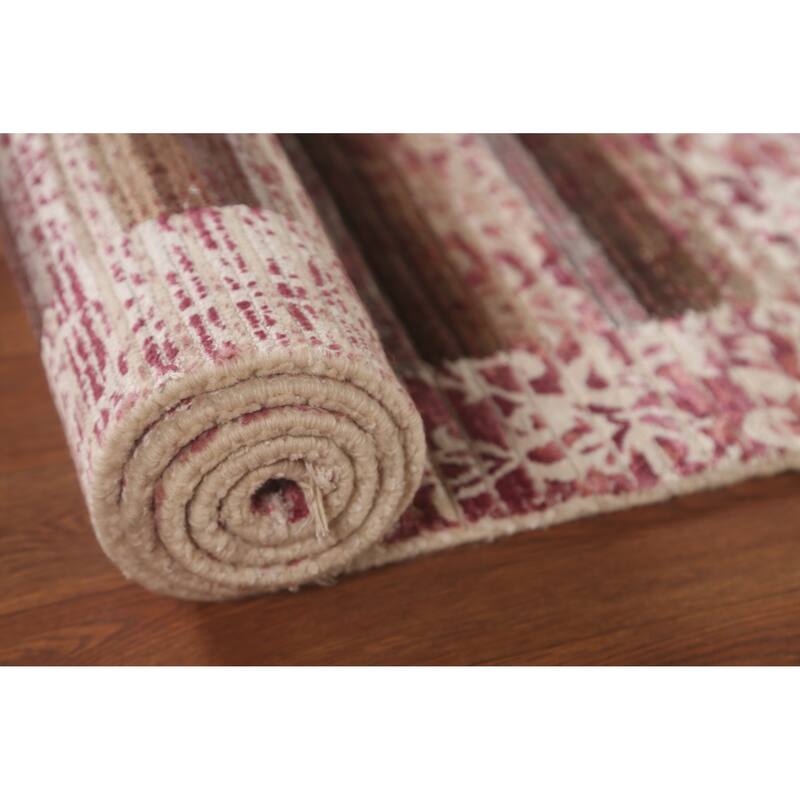 Striped Abstract Accent Rug Handmade Modern Wool Carpet - 2'8"x 4'9"