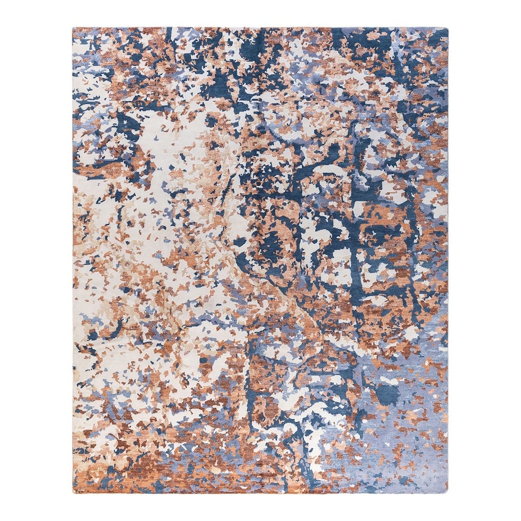 Modern One-of-a-Kind Hand-Knotted Area Rug - Ivory, 8' 2" x 10' 1" - 8' 2" x 10' 1"